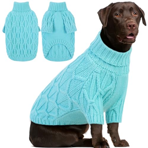 Preferhouse XL Hundepullover, Herbst-Winter-Haustierkleidung für extra große Hunde, männlich und weiblich, warmer Pullover, Kleidung, Haustier-Winterkleidung für Labrador, Golden Retriever, Seeblau von PREFERHOUSE