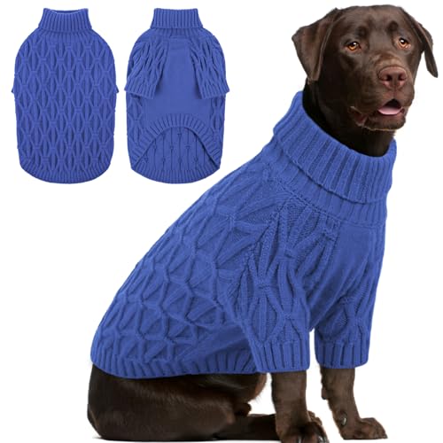 Preferhouse XL Hundepullover, Herbst-Winter-Haustierkleidung für extra große Hunde, männlich und weiblich, warmer Pullover, Kleidung, Haustier-Winterkleidung für Labrador, Golden Retriever, Blau von PREFERHOUSE