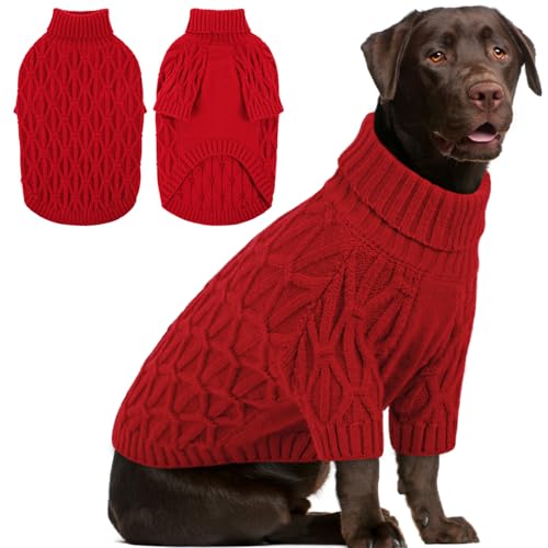 Preferhouse XL Hundepullover, Herbst-Winter-Haustierkleidung für extra große Hunde, männlich und weiblich, warmer Pullover, Kleidung für Labrador, Golden Retriever, Rot, Größe XL Preferhouse XL Hundepullover, Herbst-Winter-Haustierkleidung für extra große Hunde, männlich und weiblich, warmer Pullover, Kleidung für Labrador, Golden Retriever, Rot, Größe XL von PREFERHOUSE