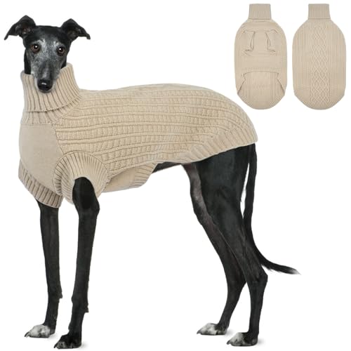 Winterpullover für große Hunde, Haustier-Rollkragenpullover, dickes warmes Sweatshirt für große Hunde, Haustier-Sweatshirt, Kleidung, Outfits für Windhunde, Aprikose, Größe L von PREFERHOUSE