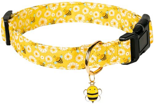 PREHAI Niedliches Hundehalsband aus Baumwolle für kleine, mittelgroße und große Hunde, spezielles Design, niedliches gelbes Bienen-Hundehalsband für Jungen, Mädchen, Hunde, weich, verstellbar, Bienen, PREHAI Niedliches Hundehalsband aus Baumwolle für kleine, mittelgroße und große Hunde, spezielles Design, niedliches gelbes Bienen-Hundehalsband für Jungen, Mädchen, Hunde, weich, verstellbar, Bienen, von PREHAI