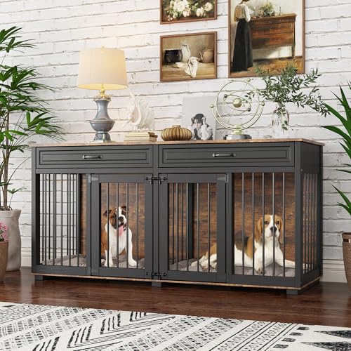 Hundekäfig schrank xxl, Hundekäfig mit 2 Schubladen und 2 Türen, Hundebox für Zuhause Große/Mittlere Hunde,Beistelltisch, Hundehütte Indoor, Hochbelastbar Hundehaus für Zuhause, Braun,164 x 60 x 80 cm Hundekäfig schrank xxl, Hundekäfig mit 2 Schubladen und 2 Türen, Hundebox für Zuhause Große/Mittlere Hunde,Beistelltisch, Hundehütte Indoor, Hochbelastbar Hundehaus für Zuhause, Braun,164 x 60 x 80 cm von PREMTURE