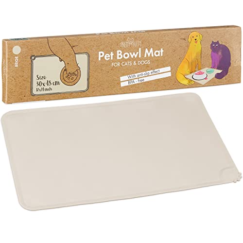 Napfunterlage für Katzen und Hunde in beige – lebensmittelechtes Silikon – rutschfeste Unterlage für Futternapf Hund und Katzen Futternapf – 30x48cm – wasserdichte Napf Matte von PRETTY KITTY Napfunterlage für Katzen und Hunde in beige – lebensmittelechtes Silikon – rutschfeste Unterlage für Futternapf Hund und Katzen Futternapf – 30x48cm – wasserdichte Napf Matte von PRETTY KITTY von PRETTY KITTY