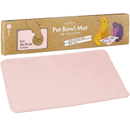 Napfunterlage für Katzen und Hunde in rosa – lebensmittelechtes Silikon – rutschfeste Unterlage für Futternapf Hund und Katzen Futternapf – 30x48cm – wasserdichte Napf Matte von PRETTY KITTY von PRETTY KITTY