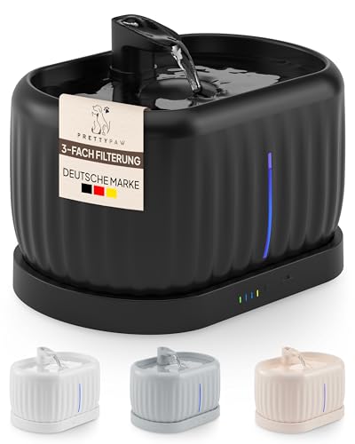 KABELLOS Pretty Paw© Katzenbrunnen mit Bewegungsmelder I Premium Trinkbrunnen für Katze mit Induktionspumpe & 45 Tagen Akku I Wasserbrunnen für Katzen mit Filter & 3 Liter Wassertank I Pure Flow Max von PRETTYPAW