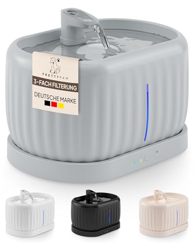 KABELLOS Pretty Paw© Katzenbrunnen mit Bewegungsmelder I Premium Trinkbrunnen für Katze mit Induktionspumpe & 45 Tagen Akku I Wasserbrunnen für Katzen mit Filter & 3 Liter Wassertank I Pure Flow Max von PRETTYPAW