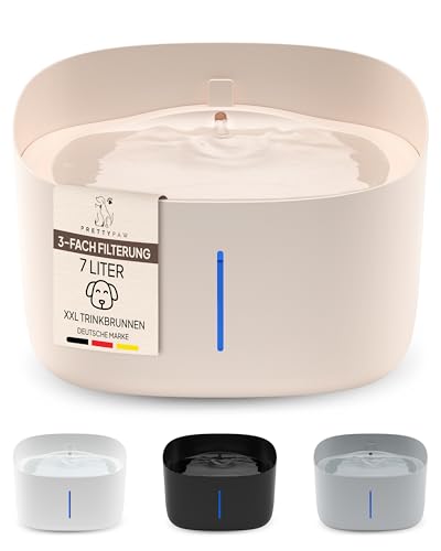 Pretty PAW® Trinkbrunnen für Hunde I Super leiser Hunde Trinkbrunnen mit 7 Liter Wassertank I BPA-freier Hundebrunnen mit Filter & LED I Leicht zu reinigender Dog Wasserspender von PRETTYPAW