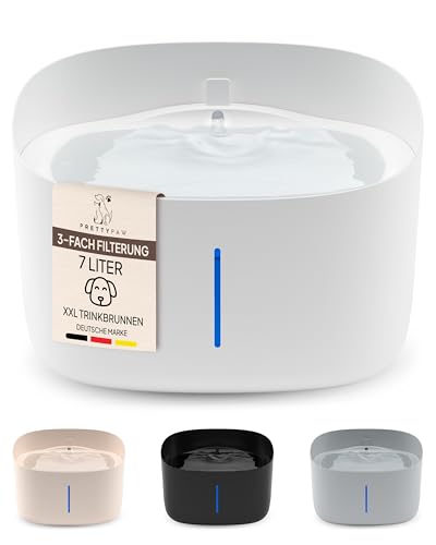 Pretty PAW® Trinkbrunnen für Hunde I Super leiser Hunde Trinkbrunnen mit 7 Liter Wassertank I BPA-freier Hundebrunnen mit Filter & LED I Leicht zu reinigender Dog Wasserspender von PRETTYPAW
