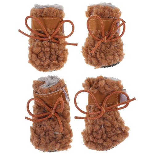 4 Stück Hundeschuhe Schneestiefel Pfote Winterstiefel Für Hund Schneestiefel Für Hunde Winterlicher Hundeschuh Hundestiefel Schuhe Für Hunde Plüsch Haustier Hund rutschfeste Schuhe von PRETYZOOM