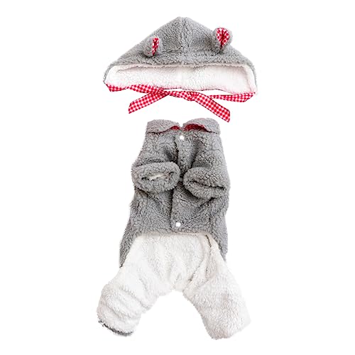 PRETYZOOM Warmes Haustier-Outfit Mit Mütze Graue Fleece-hundekleidung Haustierkostüm Für Haustierparty PRETYZOOM Warmes Haustier-Outfit Mit Mütze Graue Fleece-hundekleidung Haustierkostüm Für Haustierparty von PRETYZOOM