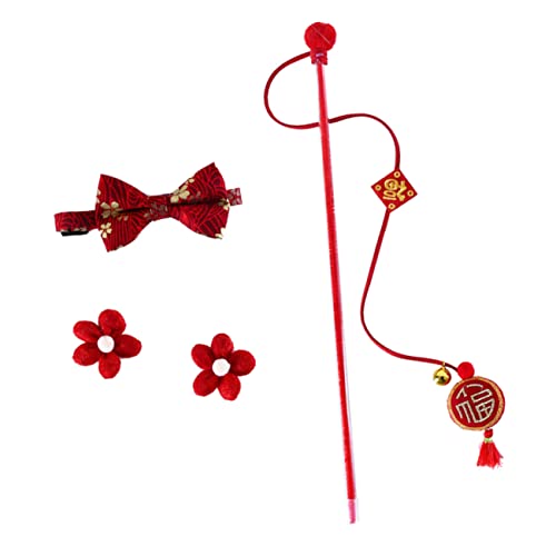 PRETYZOOM Katzenspielzeug Set Neujahr Deko Halsband Rot Haustier Spielzeug Bündel Für Festival von PRETYZOOM