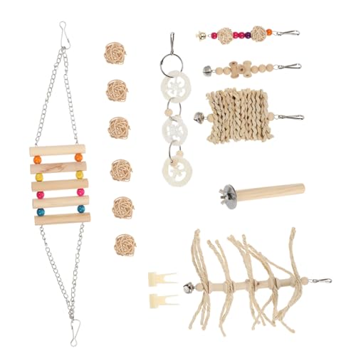 PRETYZOOM Vogel Papagei Schaukel Spielzeug Set 15 Stücke Kauen Spielzeug für Ziervögel Holz Material PRETYZOOM Vogel Papagei Schaukel Spielzeug Set 15 Stücke Kauen Spielzeug für Ziervögel Holz Material von PRETYZOOM