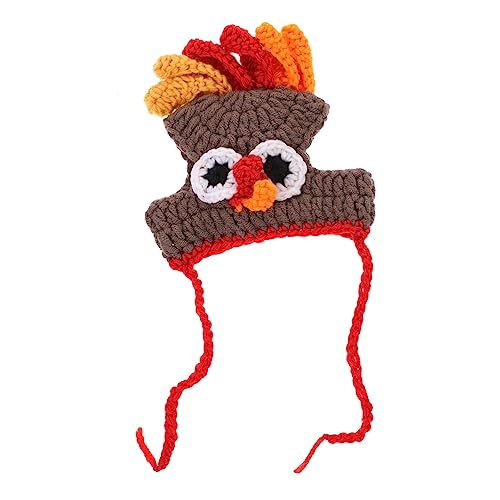 PRETYZOOM 1Stk gestrickte Truthahnmütze tiermütze Tierhut Wollmütze für Haustiere Hunde-Truthahn-Outfit Haustier-Kostüm-Kappe Truthahnhut für Haustier Hündchen-Truthahn-Hut Strickmütze Garn von PRETYZOOM