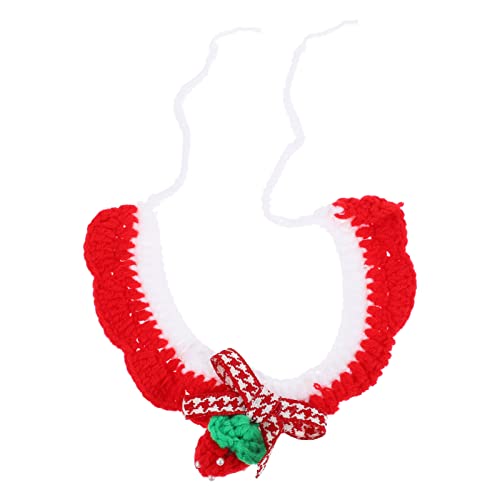 PRETYZOOM 1Stk gestricktes Katzenhalsband Haustierschal aus trendy Clothes Christmas Party weihnachtsparty Halskette mit Blumenanhänger weihnachtsdeko Halsband für Haustierhunde von PRETYZOOM