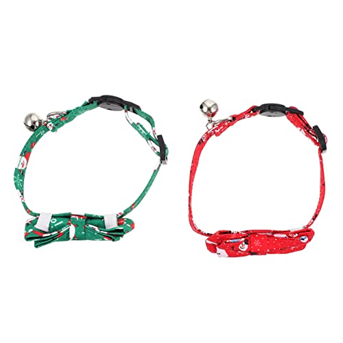 PRETYZOOM 2 Stück Verstellbares Katzenhalsband mit Glocke Weihnachtsmuster Teiliges Rot und Grün Festliches Kätzchenzubehör für Party und Alltag von PRETYZOOM