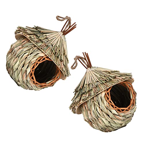 PRETYZOOM Vogelhäuschen Zum Aufhängen 2er-Set Lebensechtes Papageiennest Aus Stroh Wetterfestes Design Für Die Gartendekoration Im Freien PRETYZOOM Vogelhäuschen Zum Aufhängen 2er-Set Lebensechtes Papageiennest Aus Stroh Wetterfestes Design Für Die Gartendekoration Im Freien von PRETYZOOM