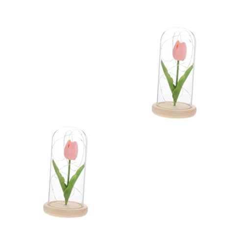 PRETYZOOM 2st Tulpen-Ornament-Lampe Zubringer Zubringer Mini-tulpen Kamera Tischlampe Tulpen Leuchtende Tulpen Futterautomaten Für Katzen Künstliche Tulpen Gekühlt Wurf Rosa Holz von PRETYZOOM