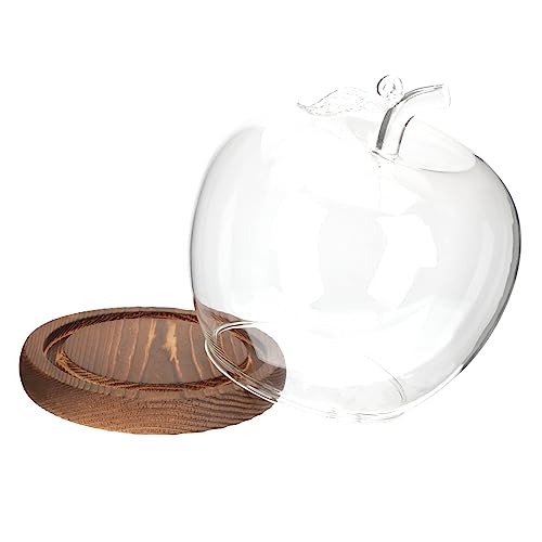 PRETYZOOM 3st Apple Glasabdeckung Ewige Blumenhülle Mit Sockel Glasglocke in Apfelform Tischdekoration Blumenkuppel Klare Vasen Für Blumen Glocke Aus Acryl Klare Pflanzentöpfe Anlage Hölzern von PRETYZOOM