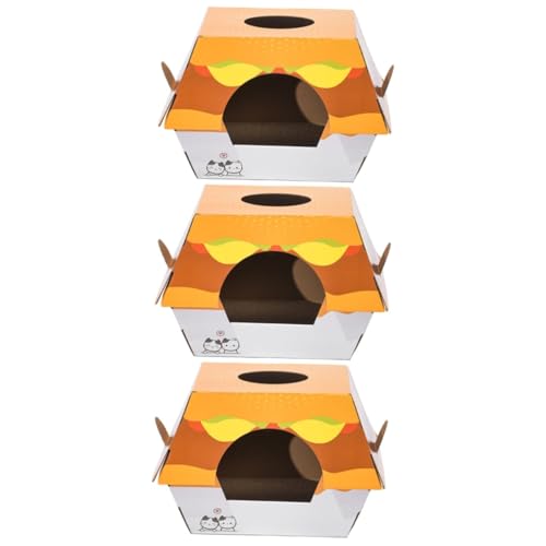 PRETYZOOM 3st Hamburger Katzennest Kratzbrett Für Haustiere Haustier-kratzunterlage Katzenversteck Krallenschleifspielzeug Für Katzen Kratzpad Kratzen Katzenhaus Aus Papier Wellpapier von PRETYZOOM