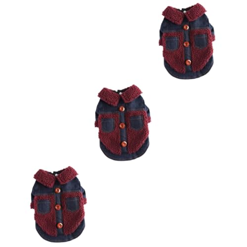 PRETYZOOM 3st Kleidung Für Haustiere Wintermantel Für Hunde Hundekostüm Kleidung Welpe Hundemäntel Hund Warme Kleidung Jeansjacke Für Hunde Denim-hundepyjama Reißverschluss Polyester Zubehör von PRETYZOOM