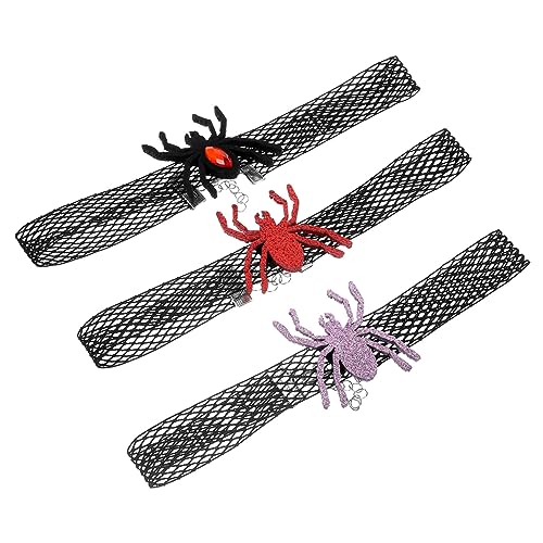 PRETYZOOM 3St schwarzes Halloween-Haustierhalsband katzenhalsband Katzen Halskette Spiderverse Halloween-Katze-Krawatte Haustierhalsbänder für Katzen Gittergewebe Spinne schmücken von PRETYZOOM