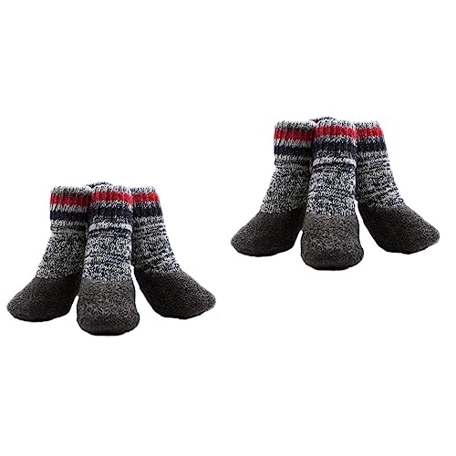 PRETYZOOM 4 Paare Hundesockenschuhe Für Den Winter Haustier Socken Schuhe Welpensocken Hundestiefel Socken Für Hunde Socken Mit Sohlen Socken Für Katzen Chihuahua rutschfest Welpenschuhe von PRETYZOOM