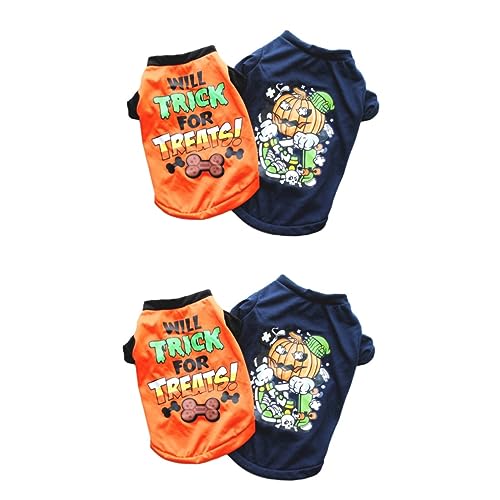 PRETYZOOM 4 Halloween-Haustierhundet-Shirt Hexengeschenke für Frauen Hundekleidung für Halloween kostüm Halloween kostüme Halloween-Shirts Blusen Baumwolle Haustier-T-Shirt von PRETYZOOM
