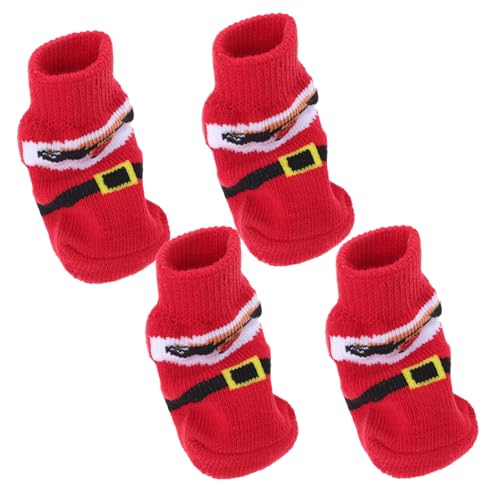 PRETYZOOM 4 Stück Haustier Socken Weihnachtsstrümpfe Hund Hundesocken Für Den Winter Weihnachts-hundestiefel Weihnachtskatzensocken Hundebeinwärmer Hund Warm Halten Polyester Ältere Hündchen von PRETYZOOM