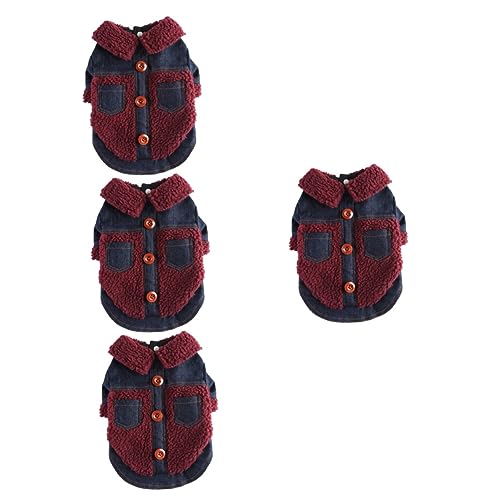 PRETYZOOM 4 Stück Kleidung Für Haustiere Kleiner Hund Wintermantel Hundekleidung Für Den Winter Westen Mit Welpenrevers Jeansjacke Für Hunde Hundemäntel Schmücken Polyester Atmungsaktiv von PRETYZOOM