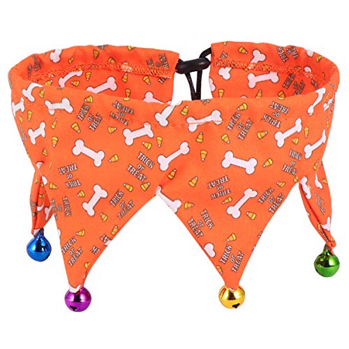 1stk Haustierhalsband Hundehalsband Kostüm Halloween-welpen-taschentücher Halloween-hundedreieck-lätzchen Halloween-hundehalsband Katze Kätzchen Haustier Glocke Polyester von PRETYZOOM