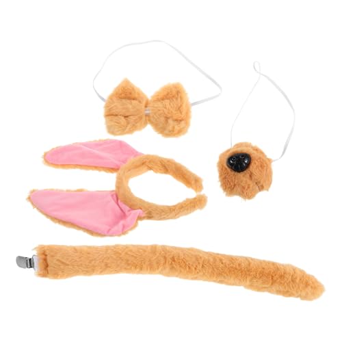 PRETYZOOM Hundekostüm Set Teilig mit Plüschigen Hundeohren Weichem Nasen und Accessoire Verstellbarem Haarreif für Karneval Halloween Erwachsene Bequemes Tierkostüm von PRETYZOOM