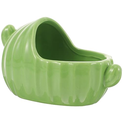 PRETYZOOM Haustierzubehör Keramik-Hamsterbadewanne Grüner Kaktus In Form Eines Hamsterhauses Kleintier-Sandbadebox Haustier-Lebensraumbett Cooles Meerschweinchen-Nest von PRETYZOOM
