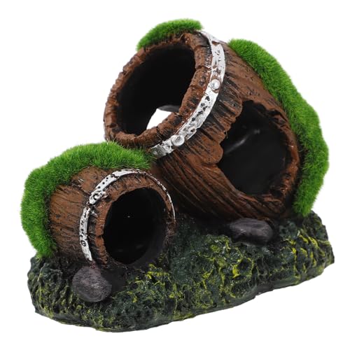 PRETYZOOM Kleine Holzfass Dekoration aus Harz für Aquarien Multifunktionales Versteck für Fische Rustikales Design Pflegeleicht Langlebig für Fischarten Aquarium Zubehör von PRETYZOOM