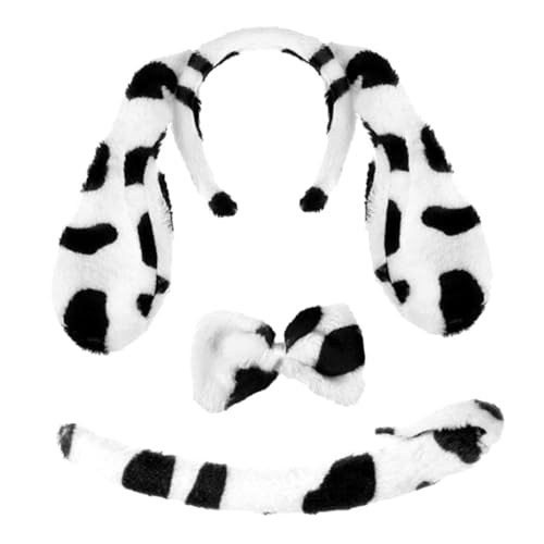 PRETYZOOM Niedliches Dalmatiner Hundekostüm Set mit Plüsch Hundeohren Stirnband und Passendem Bequemes Tier Accessoire für Cosplay Geburtstagsfeier Halloween und Partygebrauch von PRETYZOOM