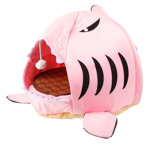 PRETYZOOM Shark Shape Katzenbett Warmes Halboffenes Kuschelnest Für Kleine Haustiere Für Kätzchen Und Welpen Praktisch Und Platzsparend Waschbar Und Bequem Schützt Vor Licht Und von PRETYZOOM
