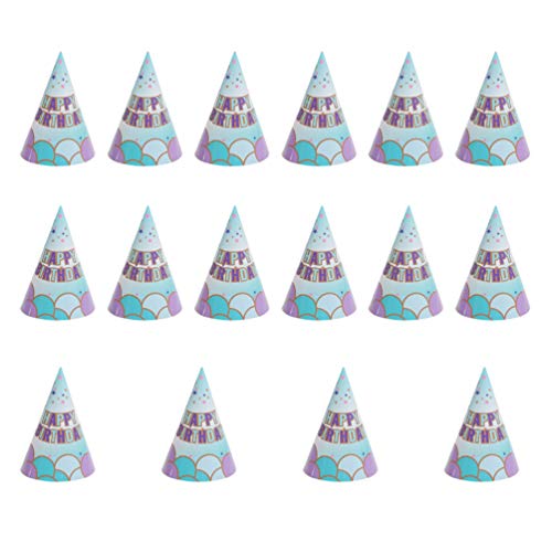 PRETYZOOM 16st Kopfbedeckung Partygeschenke Für Meerjungfrauen Kegelhüte Aus Papier Mädchen Hüte Meerjungfrau-Party Geburtstags-Cartoon-hüte Partyspiel-hüte Kind Ziehen Sie Die Flagge Ozean von PRETYZOOM