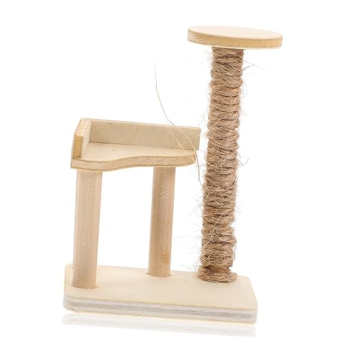 PRETYZOOM puppenhaus Katze klettergerüst Mini- Pole Mini-Katzenhaus Würfel Mini-Kratzbaum-Modell Chaps + spielzeughaus Toys Puppenhausmodell aus Holz Mini-Möbelverzierung von PRETYZOOM