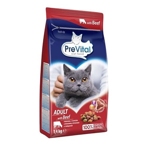 Prevital Cat Adult Trockenfutter mit Rind, 1,4 kg Prevital Cat Adult Trockenfutter mit Rind, 1,4 kg von PREVITAL