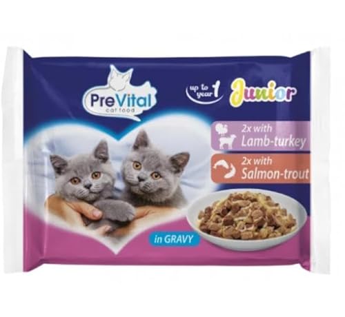 Prevital Multipack Junior Cat Lamm, Truthahn, Lachs und Forelle, 4 x 100 g Prevital Multipack Junior Cat Lamm, Truthahn, Lachs und Forelle, 4 x 100 g von PREVITAL