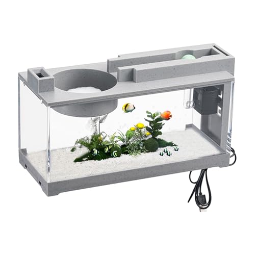 Aquarium, Fisch-Starter-Set, leises, modernes Mini-Aquarium, Tischdekoration, Aquarium für Schildkröten, Reptilien, Garnelen, Moos, Krabben, Algen und kleine Korallen von PRIMUZ