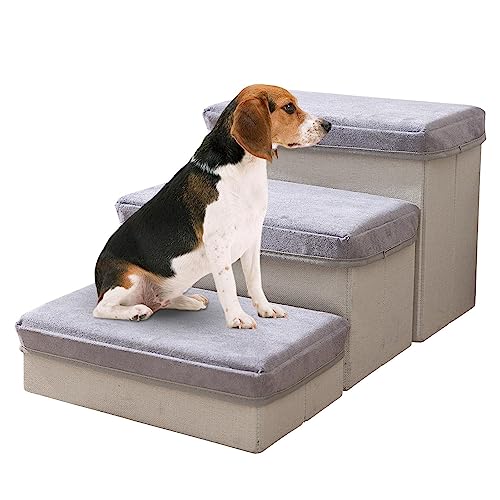 Haustiertreppe für Hunde, Leinenstoff, Hundeleiter, Möbeltreppe, Hundetreppe, Haustiertreppe, hochdichter Schaumstoff, zusammenklappbare Haustiertreppe und Stufen, Haustierrampe für Sofa, Stuhl Haustiertreppe für Hunde, Leinenstoff, Hundeleiter, Möbeltreppe, Hundetreppe, Haustiertreppe, hochdichter Schaumstoff, zusammenklappbare Haustiertreppe und Stufen, Haustierrampe für Sofa, Stuhl von PRIMUZ