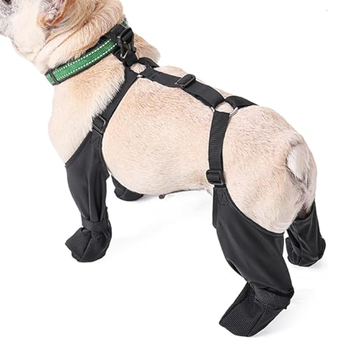 Hunde-Leggings-Stiefel, Hunde-Stiefel-Hosenträger, verstellbare Hundehose, Pfotenschutz mit Hilfsgurt, Haustier-Leggings für kleine, mittelgroße Hunde, Spaziergänge, Harte Böden von PRIMUZ