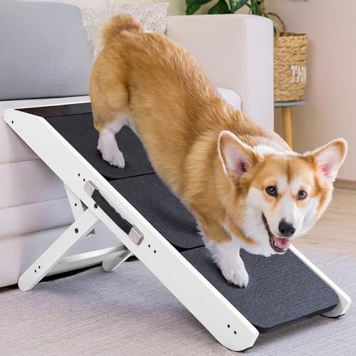 Hundetreppe für Bett & Sofa 2-in-1 Hundetreppe/Rampe - höhenverstellbare Hunderampe für Couch 18-50 cm - Hundetreppe für kleine Hunde - leicht zu bewegen Haustiertreppe mit Absatzplattform, Weiß Hundetreppe für Bett & Sofa 2-in-1 Hundetreppe/Rampe - höhenverstellbare Hunderampe für Couch 18-50 cm - Hundetreppe für kleine Hunde - leicht zu bewegen Haustiertreppe mit Absatzplattform, Weiß von PRIORPET