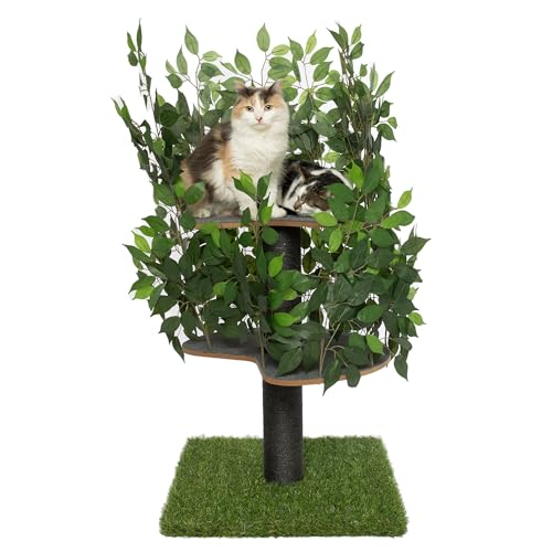 Kratzbaum Natur zum Klettern, Verstecken und Schlafen - groß mit austauschbaren Blättern - einfach zu montieren - haustiersichere Materialien, langlebige und Patentierter robuste Cat Tree - 120cm Grün Kratzbaum Natur zum Klettern, Verstecken und Schlafen - groß mit austauschbaren Blättern - einfach zu montieren - haustiersichere Materialien, langlebige und Patentierter robuste Cat Tree - 120cm Grün von PRIORPET