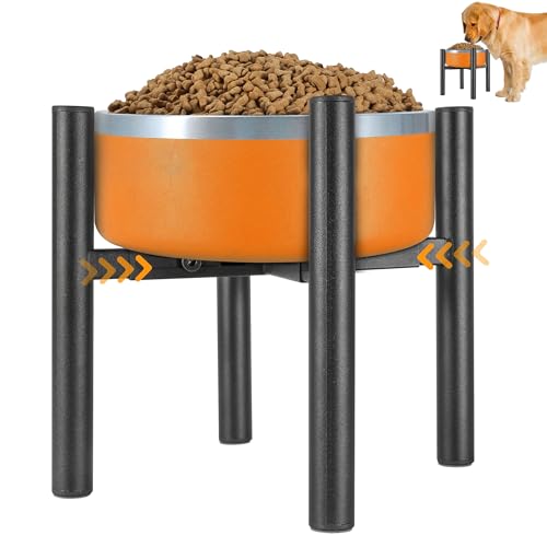 Hundenapfständer für mittelgroße und große Hunde, verstellbare Breite, erhöhter Hundenapf, Schwarz (Napf nicht im Lieferumfang enthalten), Größe S bis 20,3 cm von PROERR