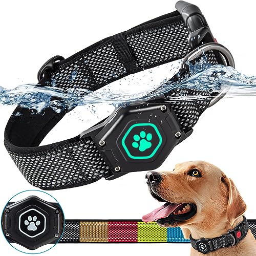 AirTag Hundehalsband mit wasserdichtem Airtag-Halter, leuchtend und reflektierend, bequem und langlebig, 1000D-Nylon, doppelte Sicherheitsschnalle, passend für mittelgroße oder schwere, große und von PROFAVO
