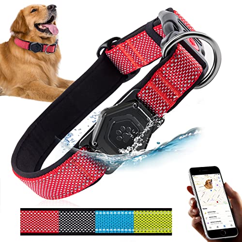 Airtag Hundehalsband, weich und reflektierend GPS-Tracking-Hundehalsbänder für mittelgroße und robuste große Hunde, Jungen oder Gitter von PROFAVO