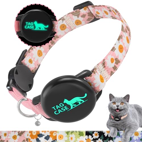 PROFAVO Airtag-Katzenhalsband, mit Airtag-Halter, reflektierendes Katzen-GPS-Tracker-Halsband für Mädchen, Jungen, kleine Katzen, Kätzchen und Welpen (mit Glocke) von PROFAVO