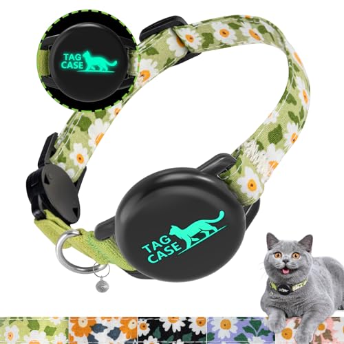 PROFAVO Airtag-Katzenhalsband, mit Airtag-Halter, reflektierendes Katzen-GPS-Tracker-Halsband für Mädchen, Jungen, kleine Katzen, Kätzchen und Welpen (mit Glocke) von PROFAVO