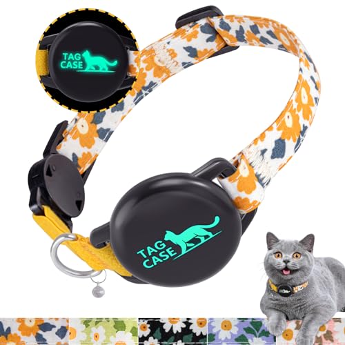 PROFAVO Airtag-Katzenhalsband, mit Airtag-Halter, reflektierendes Katzen-GPS-Tracker-Halsband für Mädchen, Jungen, kleine Katzen, Kätzchen und Welpen (mit Glocke) von PROFAVO